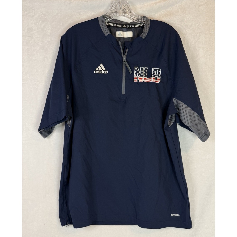 Adidas Climalite Navy 1/4 Zip Pullover Shirt M NLB‎ Patriotic Athletic Top